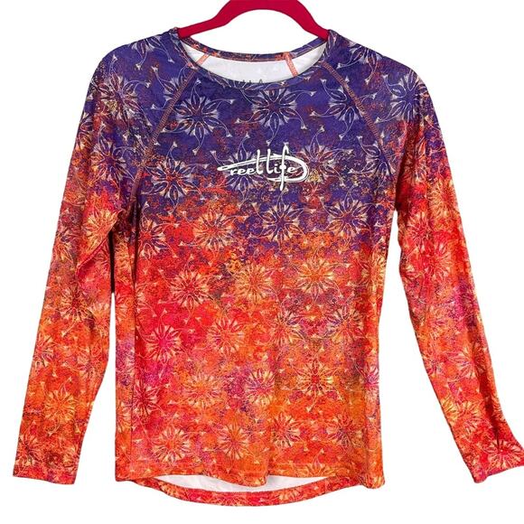 Reel Life Women’s Jax Outdoor Shirt Orange Purple Fishing Performance Size M - Picture 1 of 9